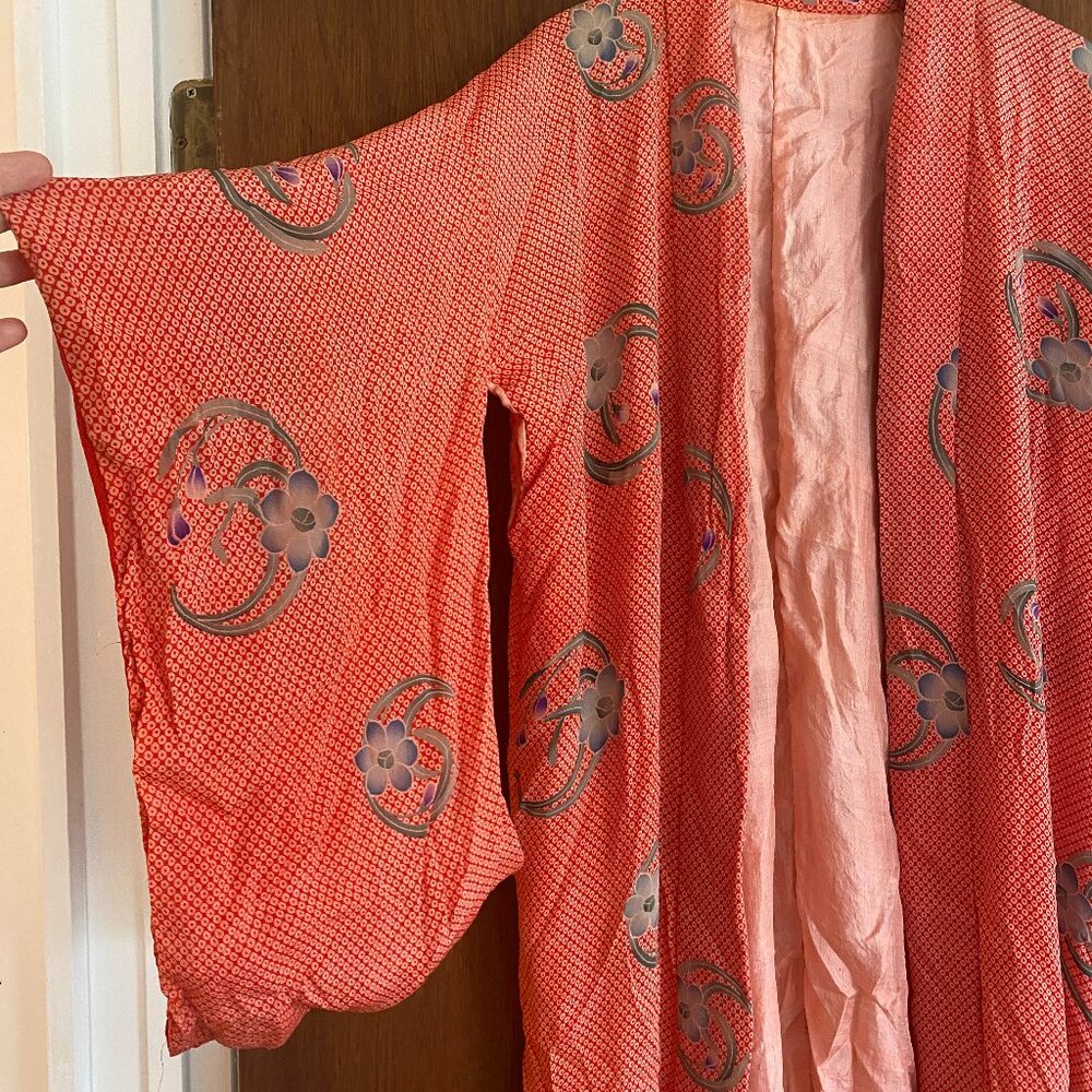 Vintage Silk Japanese Floral Kimono